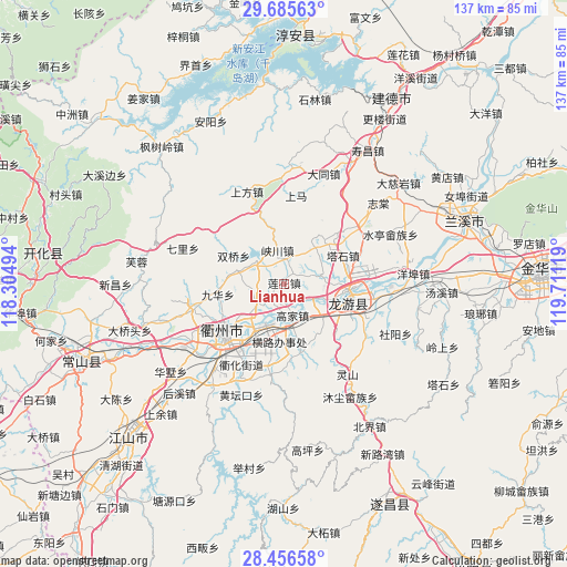 Lianhua on map