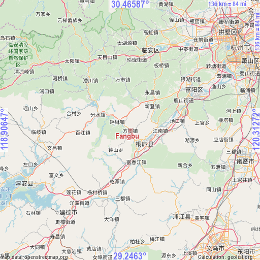 Fangbu on map