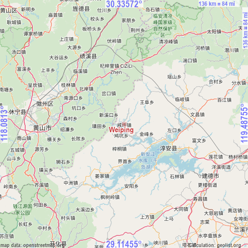 Weiping on map