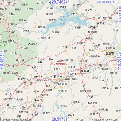 Shuangqiao on map