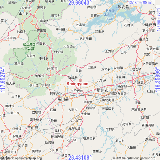 Shangyuan on map