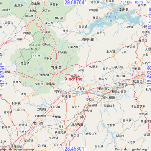 Xinchang on map