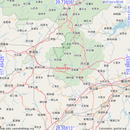 Youxikou on map