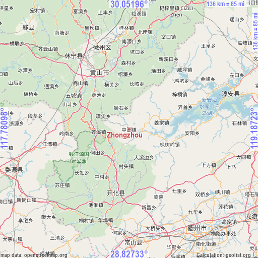 Zhongzhou on map