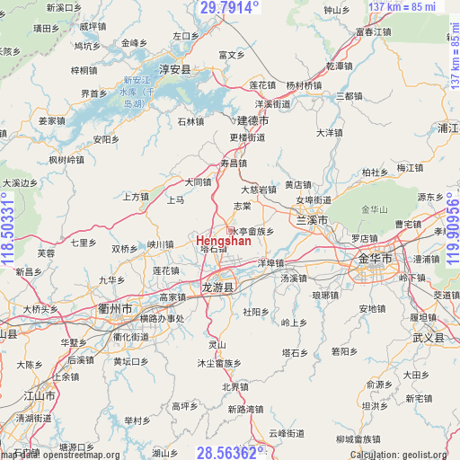 Hengshan on map