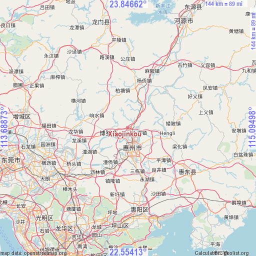 Xiaojinkou on map