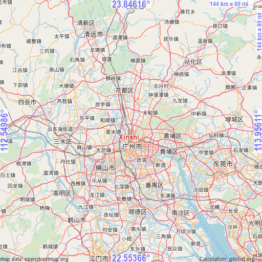 Xinshi on map