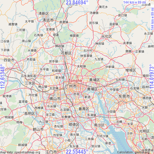 Tonghe on map