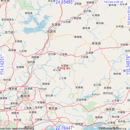 Feng’an on map