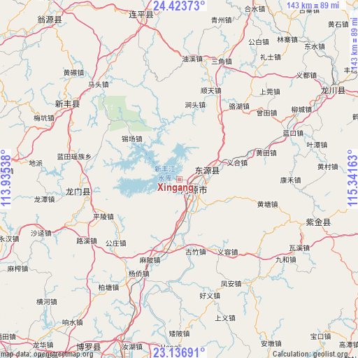 Xingang on map