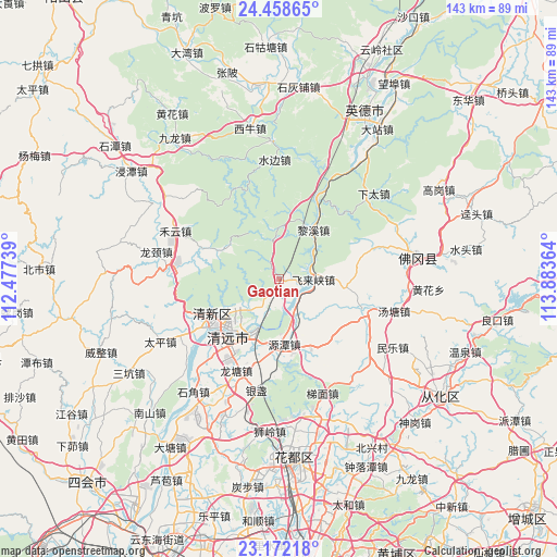 Gaotian on map