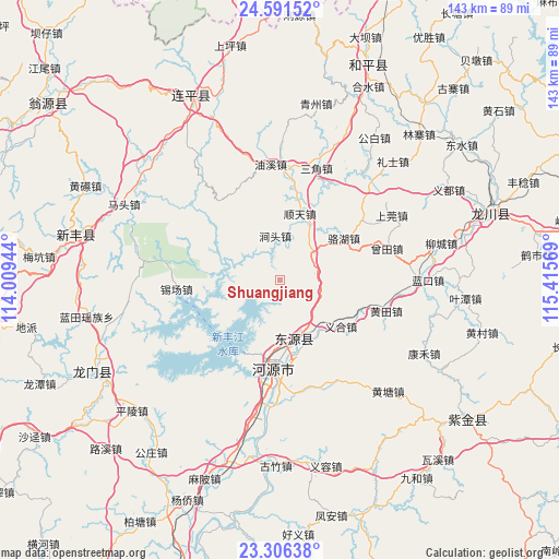 Shuangjiang on map