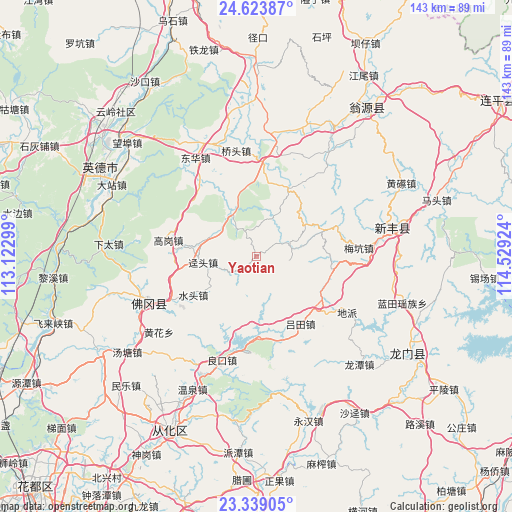 Yaotian on map