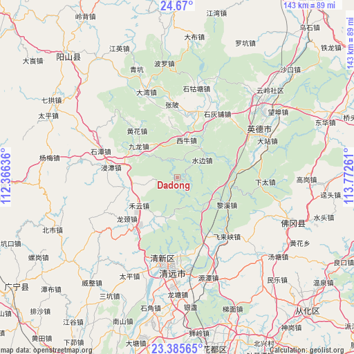 Dadong on map