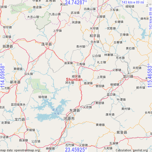 Shuntian on map