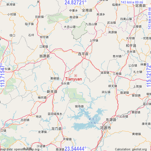 Tianyuan on map