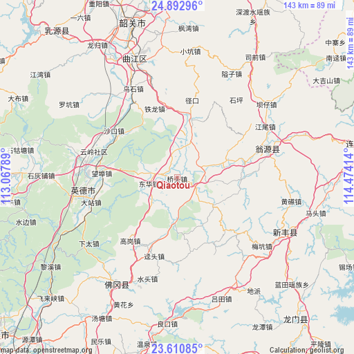 Qiaotou on map