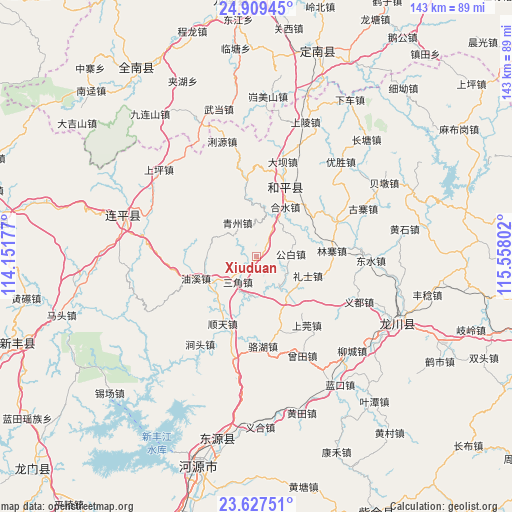 Xiuduan on map