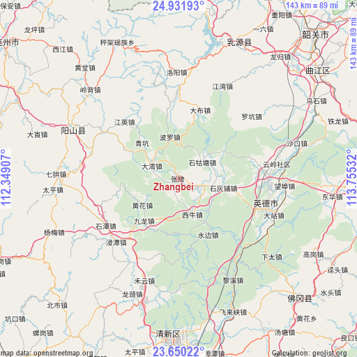 Zhangbei on map