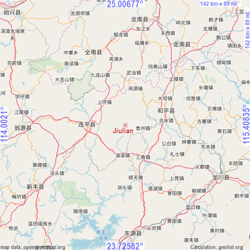 Jiulian on map