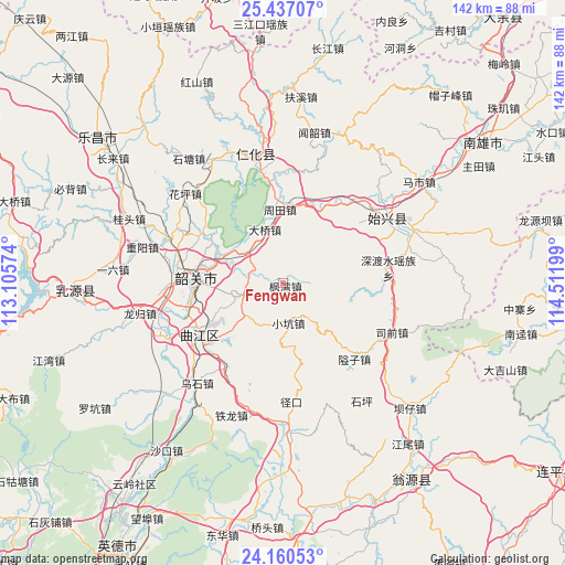 Fengwan on map