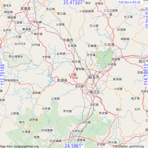 Yiliu on map