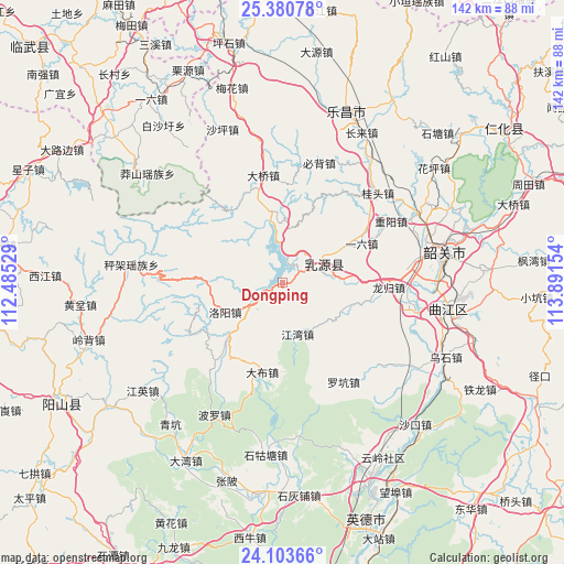 Dongping on map