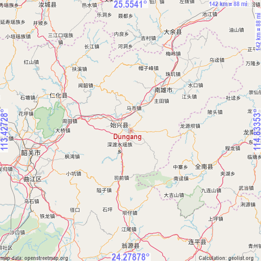 Dungang on map