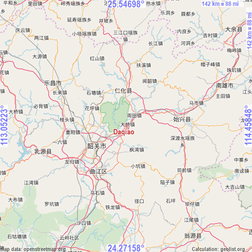 Daqiao on map