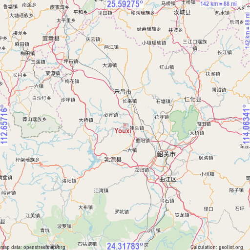 Youxi on map