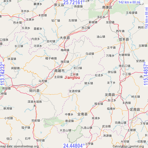 Jiangtou on map