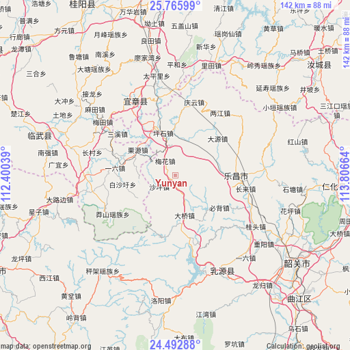 Yunyan on map