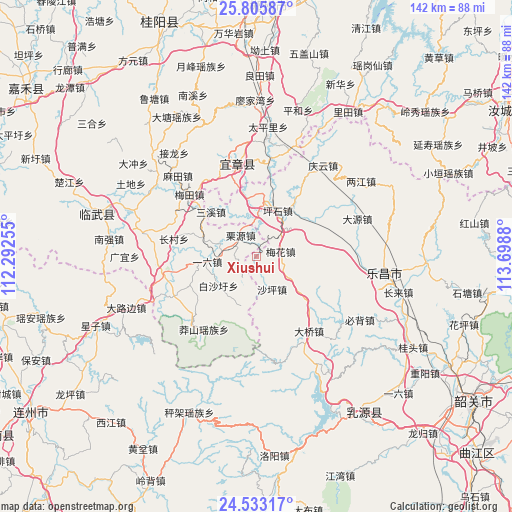 Xiushui on map