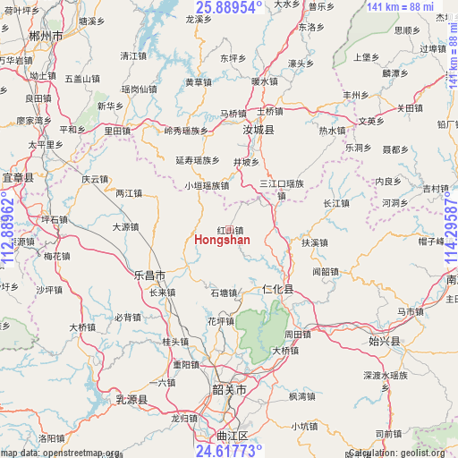 Hongshan on map