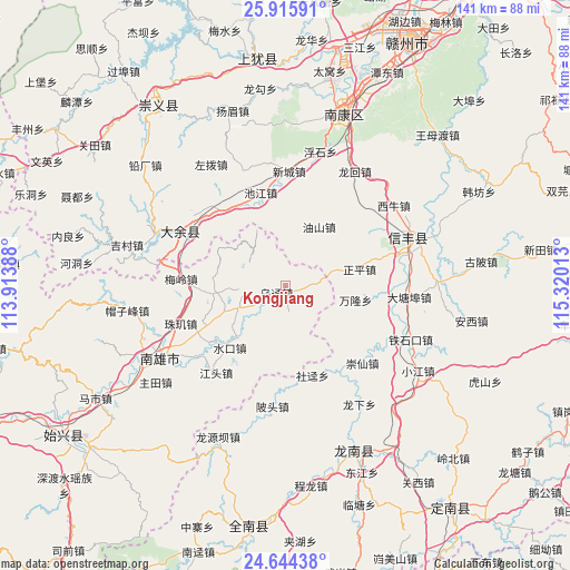 Kongjiang on map