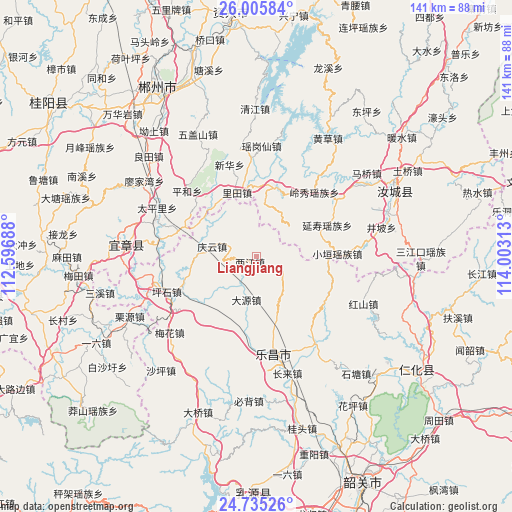 Liangjiang on map