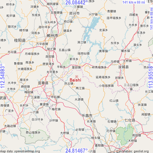 Baishi on map