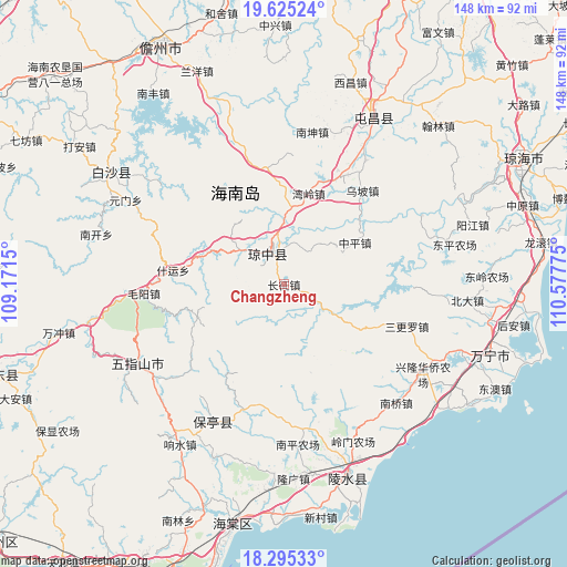 Changzheng on map