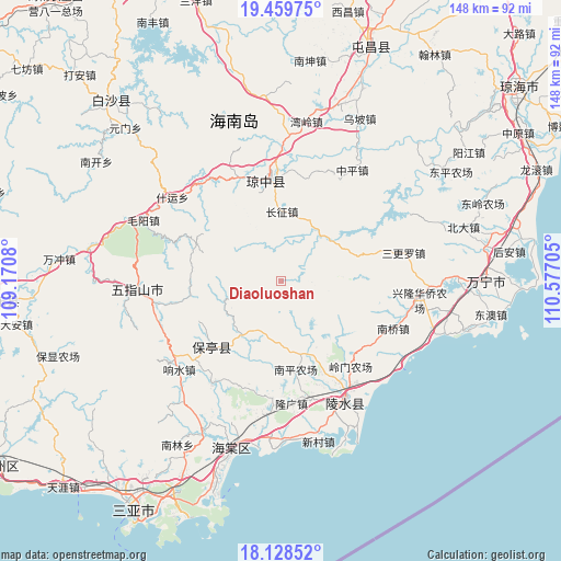 Diaoluoshan on map