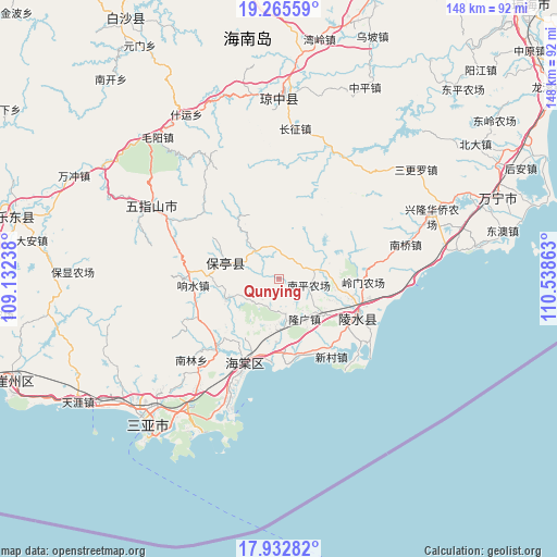 Qunying on map