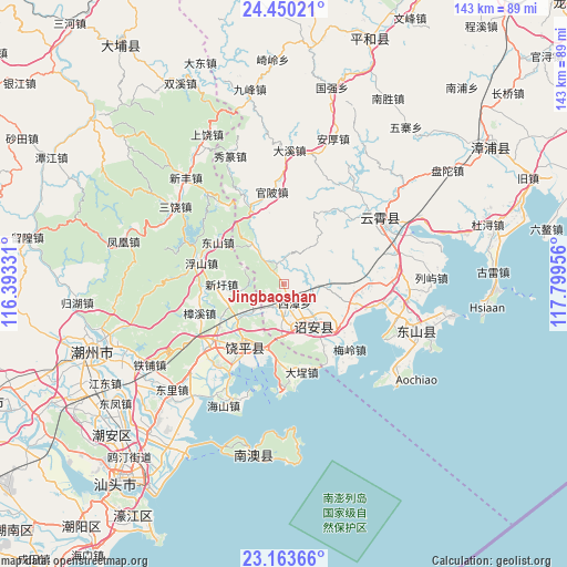 Jingbaoshan on map