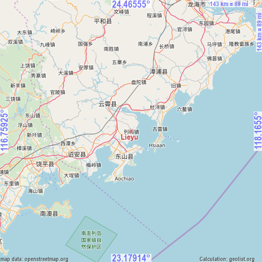 Lieyu on map