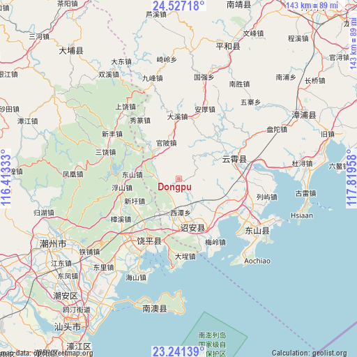 Dongpu on map