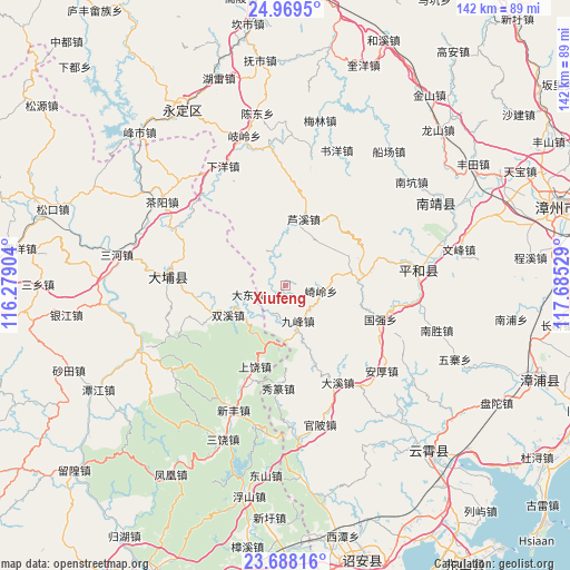 Xiufeng on map