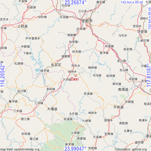 Daxi on map