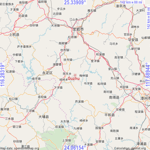 Guzhu on map