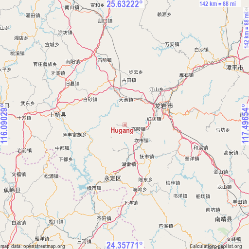 Hugang on map