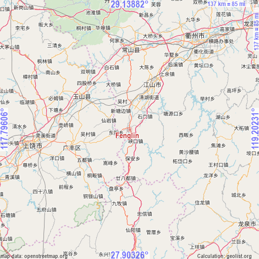 Fenglin on map