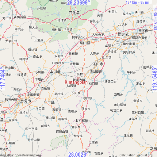 Xintangbian on map