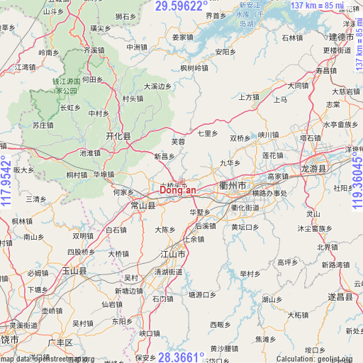 Dong’an on map